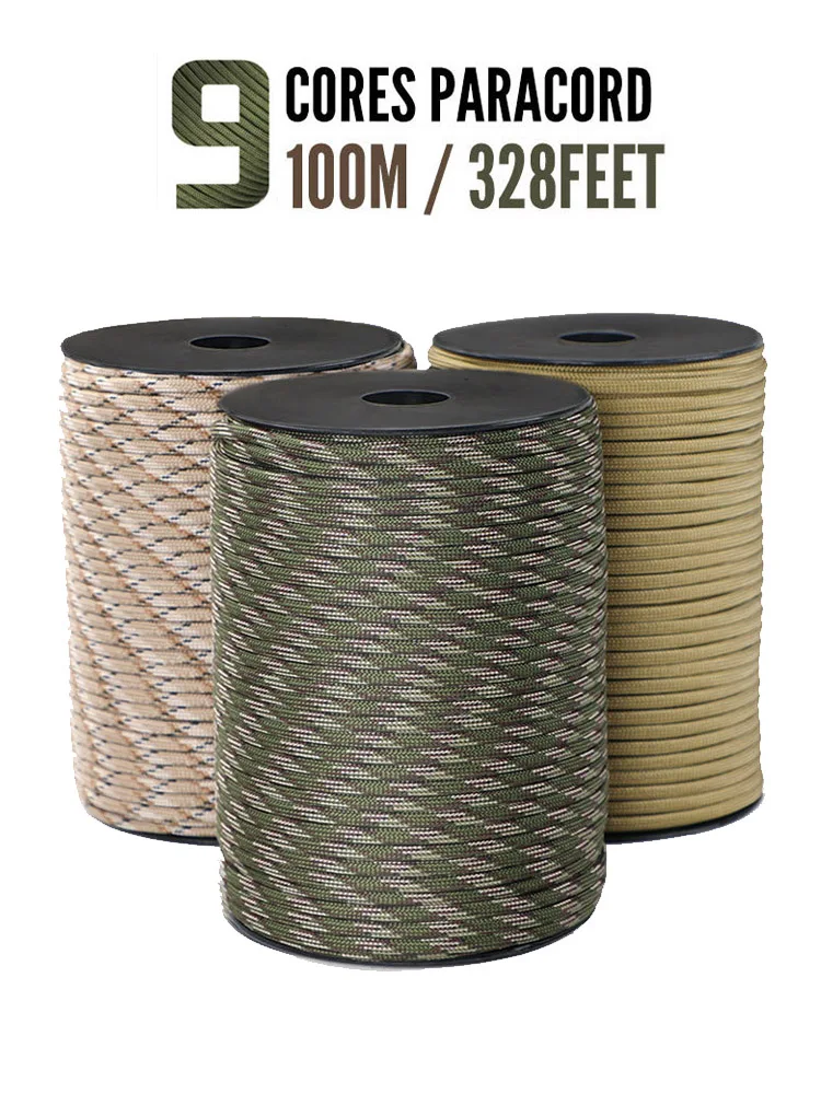 Description Picture 2 of item100m 650lb Paracord 4mm Military Standard 9 Core Parachute Rope Tent Lanyard Accessories For Survival Bracelet DIY Making