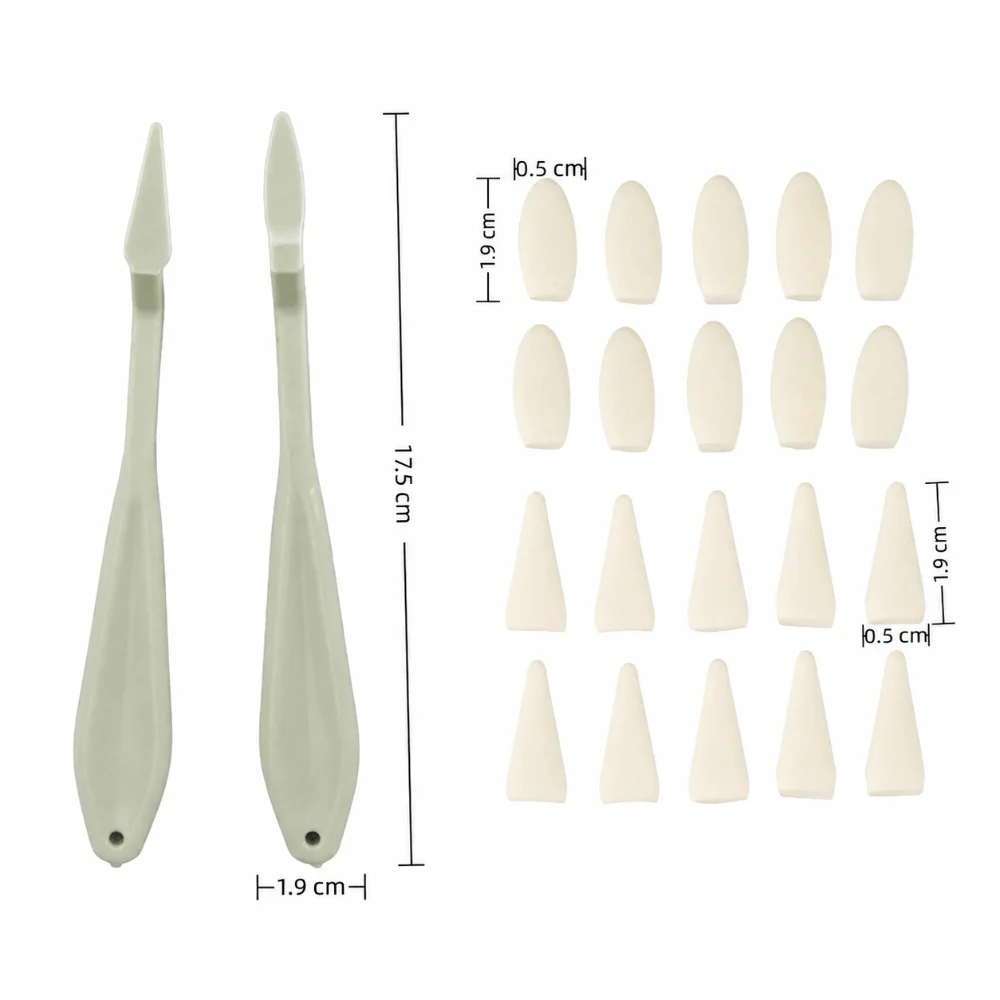 2PCS 플라스틱 손잡이 스케치 블렌딩 도구 세트 20개 헤드로 세척 가능 드로잉 쉐이딩 지우개 도구 편리한 팁 교체