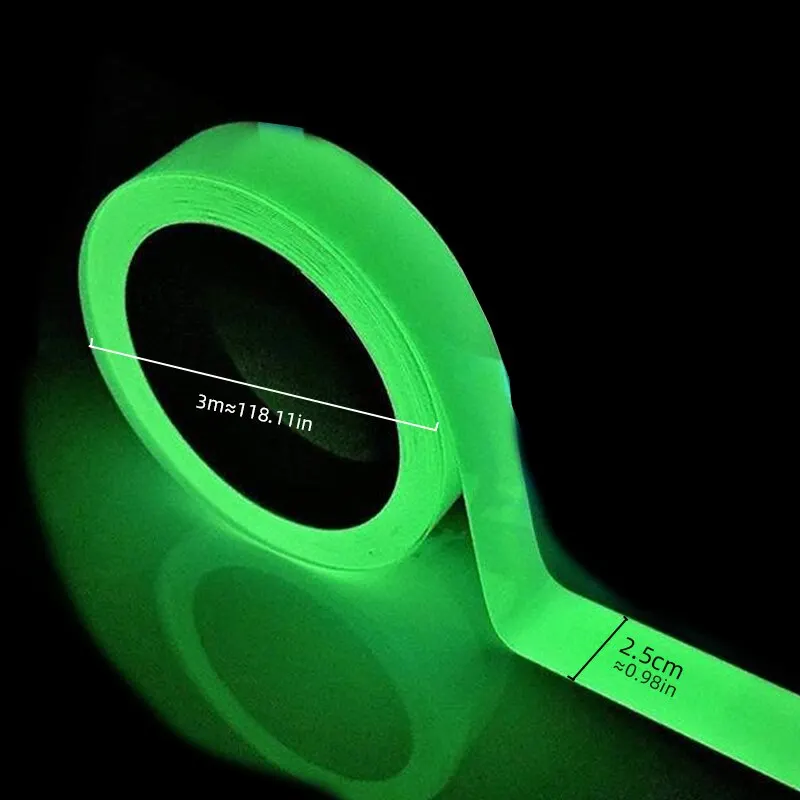 Glow In The Dark Stickers Luminous Tape Self Adhesive Stickers Green Luminous Tape Fluorescent Reflective Stickers Home Decoration Self Adhesive Floor Lighting Party Supplies 2cmx3m