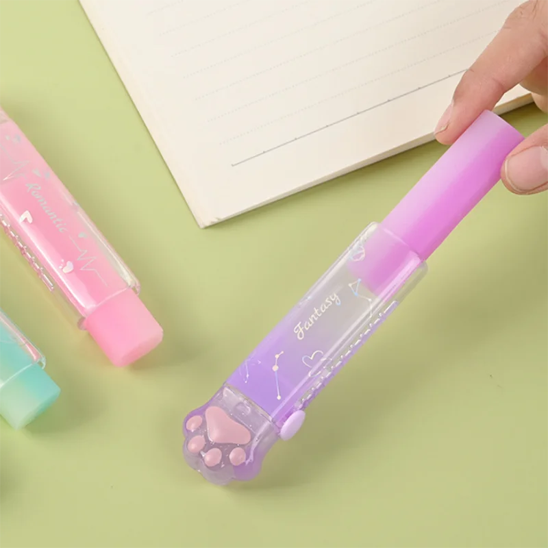 Pencil Eraser Jelly Color Pencil Erasers Kawaii Cat Paw Rubber Erasers for School Writing Tools Korean Stationery Kids Gifts Office Supplies