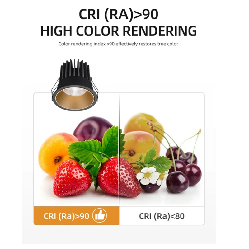 눈부심 방지 LED COB 스포트라이트, 조도 조절식 오목한 다운라이트, 알루미늄 다이닝 룸, 사무실 침실 조명, 7W