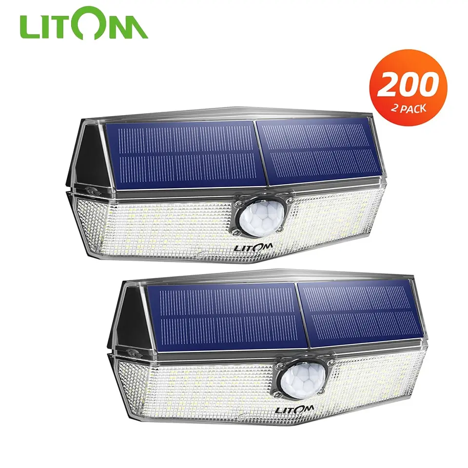 litom outdoor solar lights, 4-100 pack LED motion sensor outdoor lights  with 4 optional modes, wide-angle design, IP67