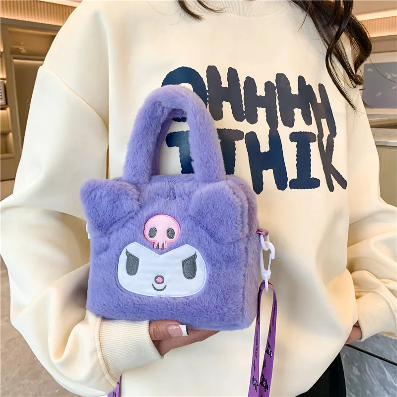 Sanrio Plush Bag Kawaii Kuromi Cinnamoroll Melody Cartoon Anime Handbag Crossbody Cosmetic Travel Storage Bags Women Girls Gifts storage bag crossbody bag