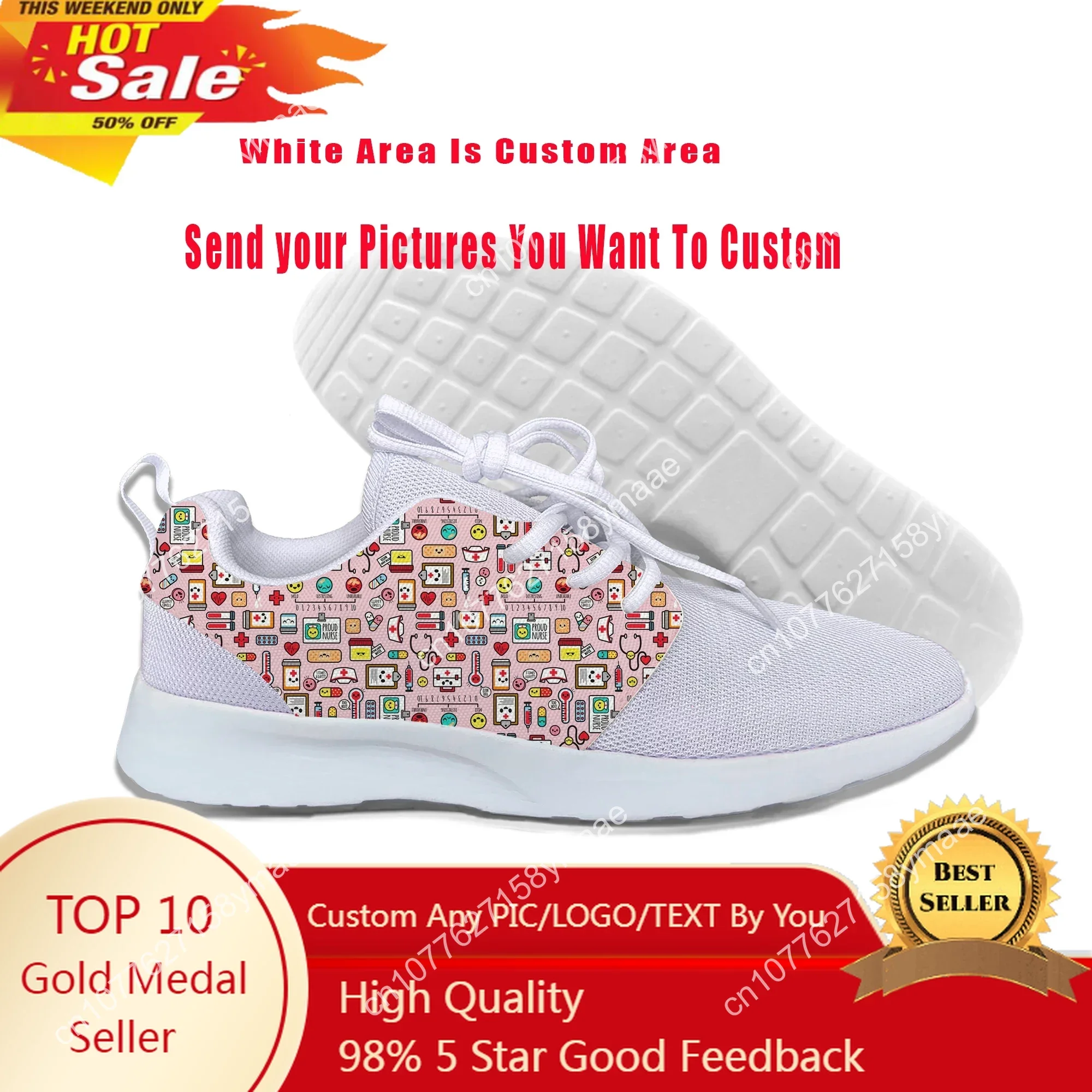 

Hot Cool Dentists Cartoon Nurse Pattern Lightweight Running Mesh Shoes Men Women Casual Breathable Sneakers Classic Sport Shoes