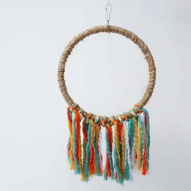 Pet Bird Parrot Toy Cotton Rope Circle Toys Chewing Bite Parrot Perch Hanging Cage Swing Rope Ring Stand Climb Toy Bird Supplies 3