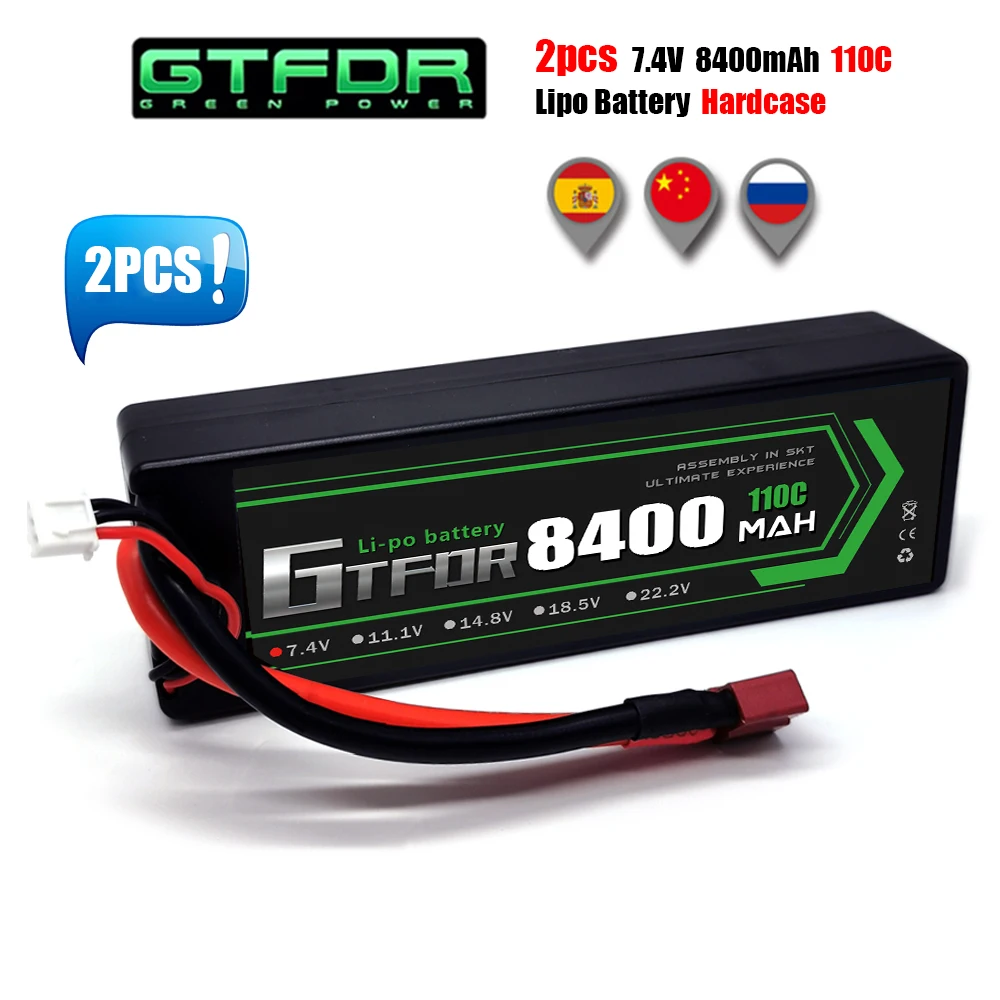 Batteria Gtfdr 2S Lipo 7.4V 8400Mah 110C Batteria Al Grafene Serie Racing Hardcase Per Rc Car Truck Evader Bx Truggy 1/10 Buggy
