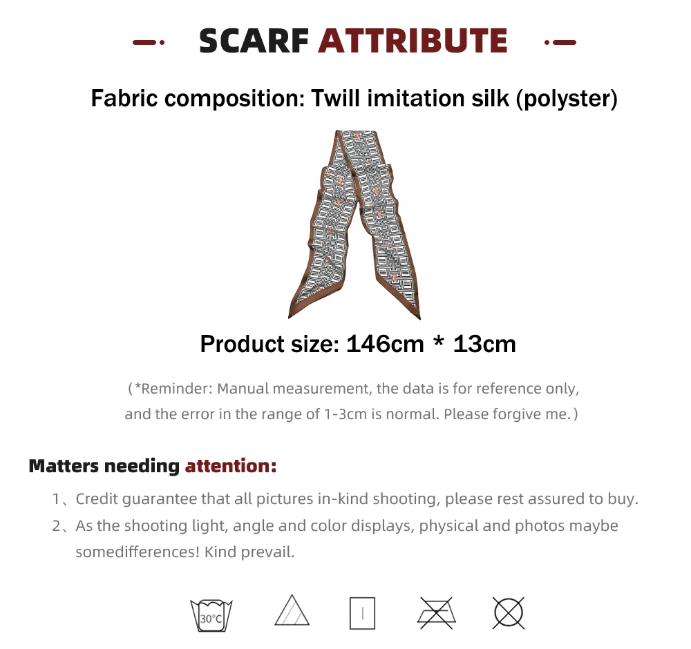Luxus Geometrie Dünne Seide Schals Frauen Foulard Halstuch Dame Tasche Bänder Büro Weiche Satin Krawatte Weibliche Haarband Geschenk – Detail 1