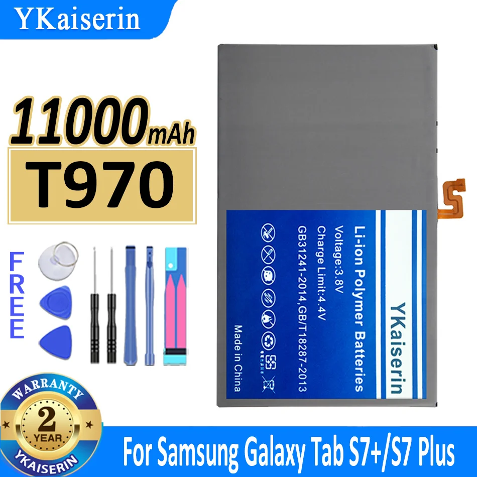 Batteria Ykaiserin 11000Mah T970 (Eb-Bt975Aby) Per Samsung Galaxy Tab S7 + S7 Plus Sm-T976B Sm-T970 Bateria
