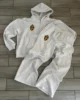 Retro Striped Embroidered Zip Hoody Sweatpants Set Mens Two Piece Set Hip Hop Embroidered Oversized SweatshirtCasual Pants Set 4
