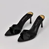 Pointed Stiletto Heels Women Pumps Patent Leather 2024 Summer Designer Mule Sandals Elegant Sexy Office High Heels Women Shoes