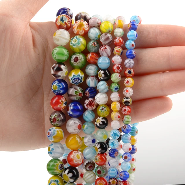 6/8/10mm Multicolour and Porcelain White Round Beads Evil Eye&Flower Glass  Beads for Jewelry Making DIY Accessories