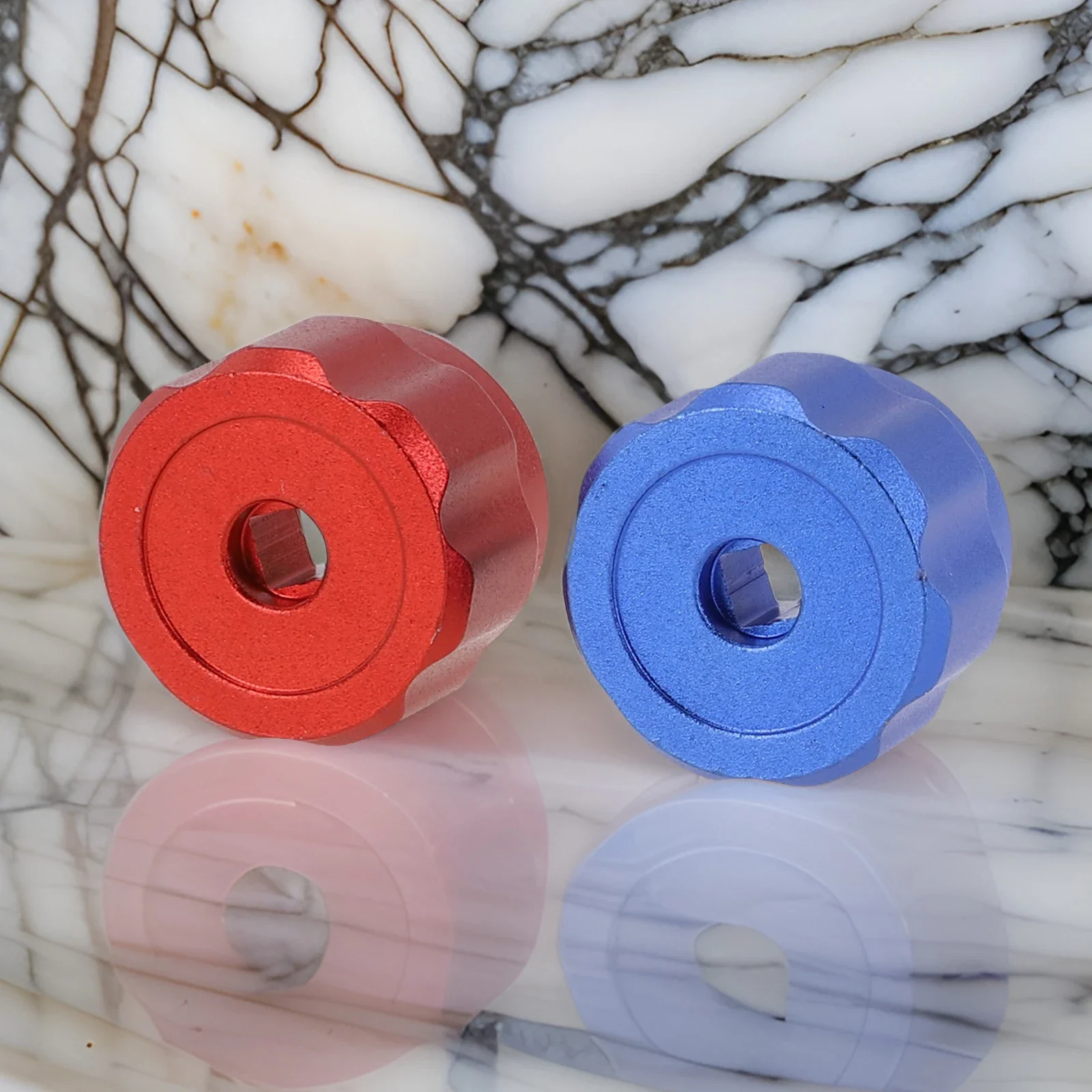 

1 Set Round Wheel Handle Faucet Handles Manifold Gauges Knob Aluminum Alloy Red Blue Height 22 Mm Knob Handles