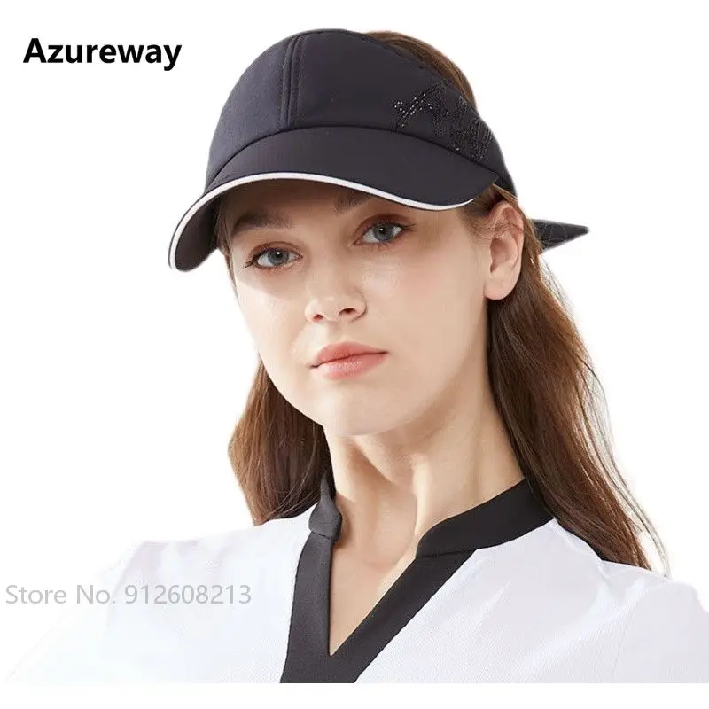 Azureway Female Outdoor Sports Hats Sun Protection Golf Caps Breathable  Empty Top Hat with Bowknot Women Anti-UV Sun Visor Cap