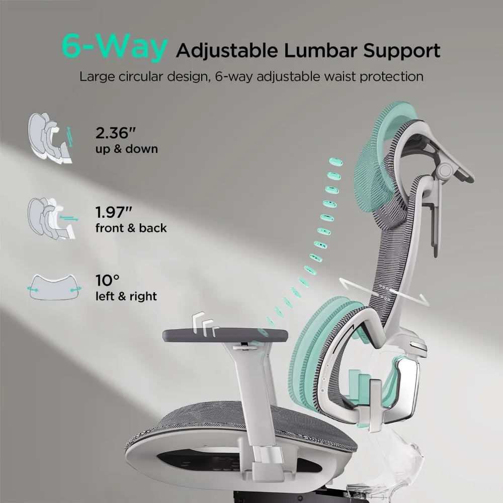 E2 Ergonomic Office Chair, 6-Way Dynamic Lumbar Support, 3D Adjustable Armrests, 3D Adjustable Headrest, Office Chair 3