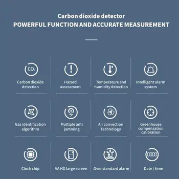 Indoor CO2 Sensor CO2 Meter Digital Air Detector Intelligent Air Quality Analyzer Air Pollution Monitor Humidity Detector 3