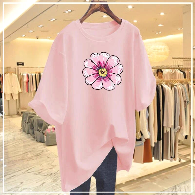 

2024 New Summer Minimalist Casual College Style Loose Oversized Fashion Round Neck Print Versatile Short Sleeved T-shirt