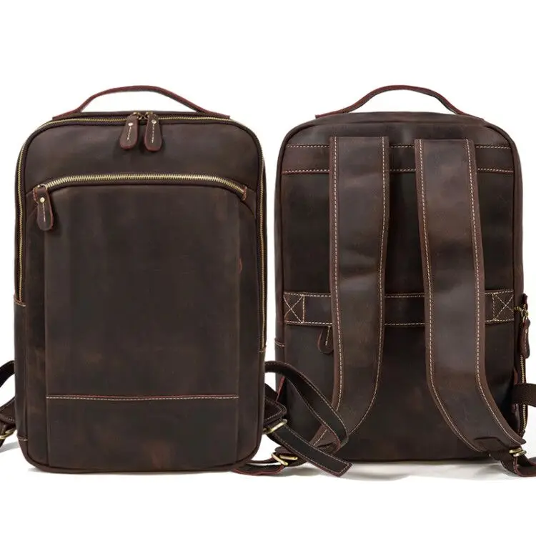 Womens Rustic Brown Leather Backpack Mens Purse