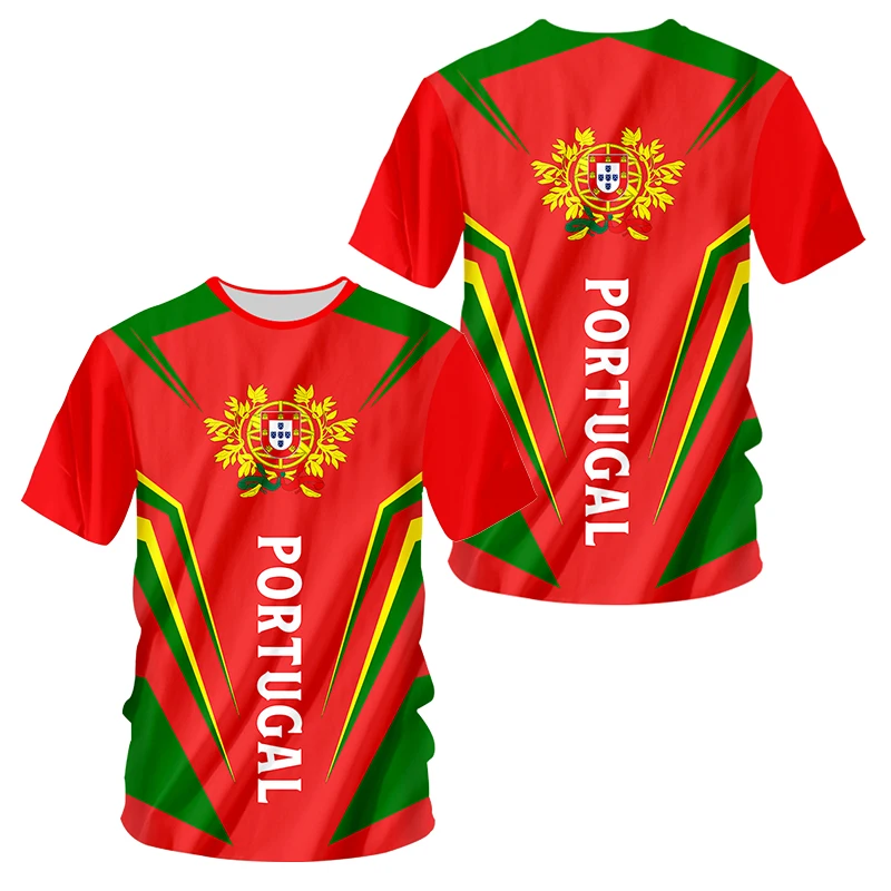 

Portugal Flag National Emblem 3D Print Tees Summer Men O-Neck Short Sleeve T Shirts Oversized Streetwear Unisex Casual Tops