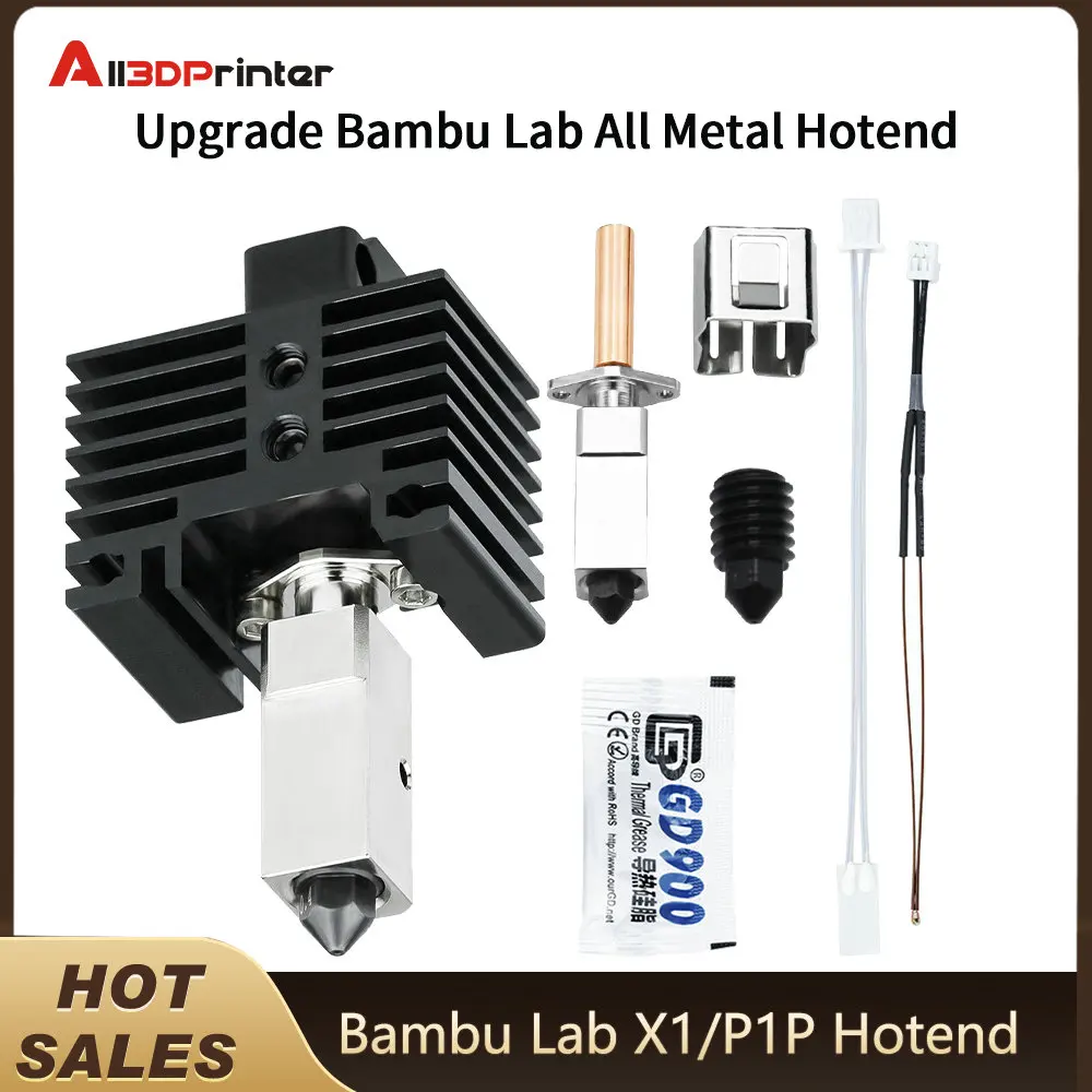 Upgrade Hotend Kit For Bambu Lab X1 Carbon P1P 3D Printer Thermistor Heater CHT Brass/Steel Nozzle  Plated Copper Heater Block