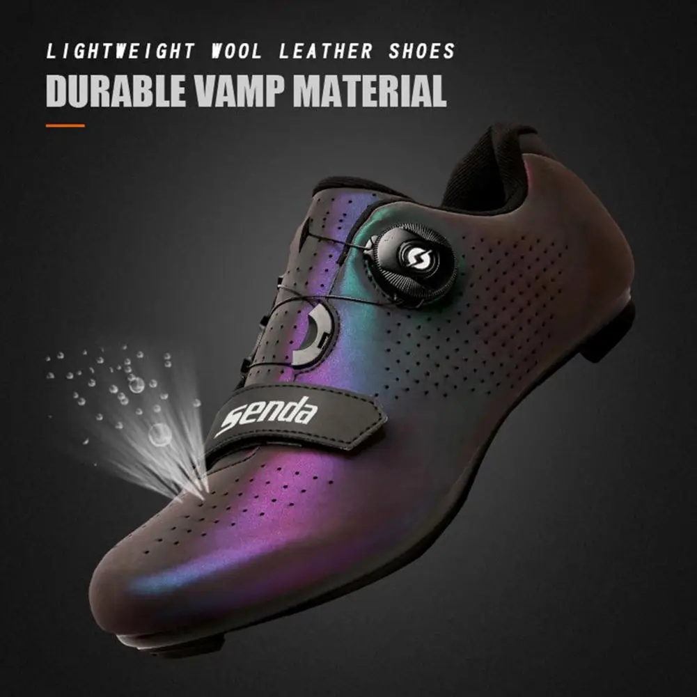 1Pair Fashionable Men Cleats Shoes Rubber Cycling Sneakers Impact Resistant Smooth Surface Mens Cycling Spinning Shoes