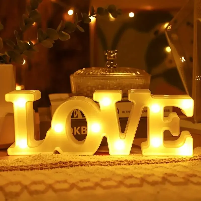 Neon Love Alphabet Lights Romantic Love Shape Night Light Valentine's Day LED Decorative Lights Confession Props Atmosphere