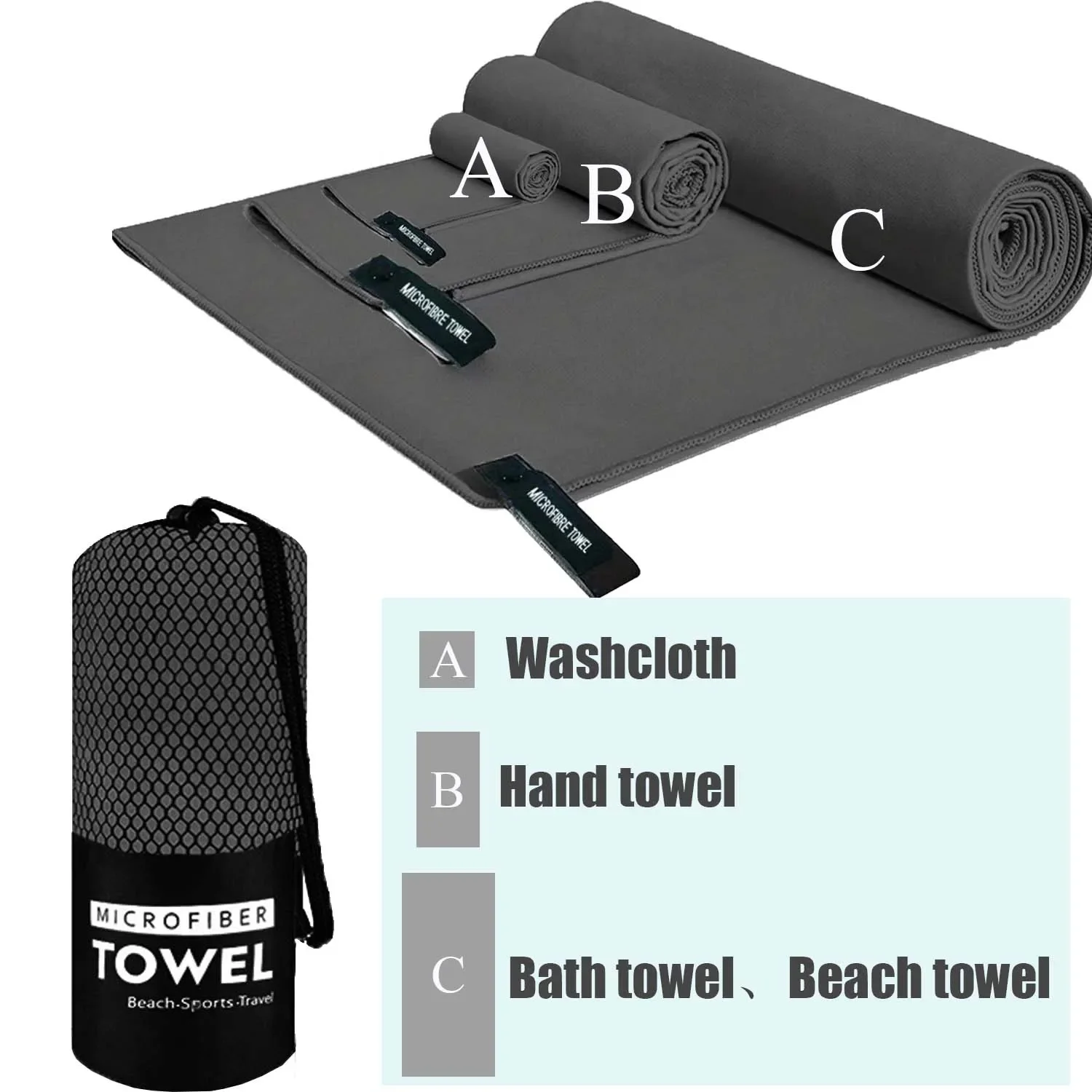 Description Picture 4 of itemQuick Drying Towel Lightweight Microfiber Suitable for Camping Beach Gym Sports Yoga and Swimming Bath Towels Home Textile