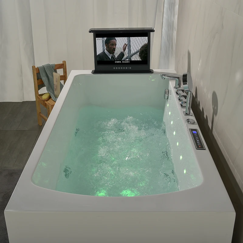 Freestanding Soaking Massage Acrylic Bathtub Bathroom Large Luxury Corner Whirlpool Spa Hot Tub With Option TV
