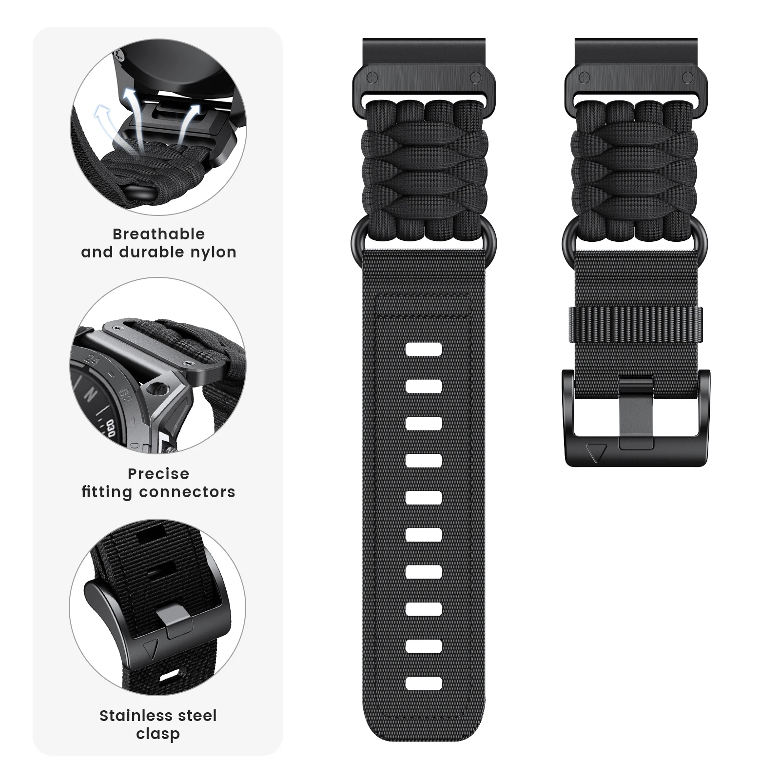 26mm Quick Fit Umbrella Nylon Strap Belt For Garmin Fenix5X/5XPlus/6X/6XPro/7X Wristband Fashion Watch Band Instinct Bracelet