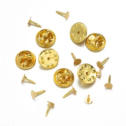 100-Piece Metal Locking Pin Back Brooch Badge Holder Set for DIY Jewelry and Craft Accessories (Gold Set)