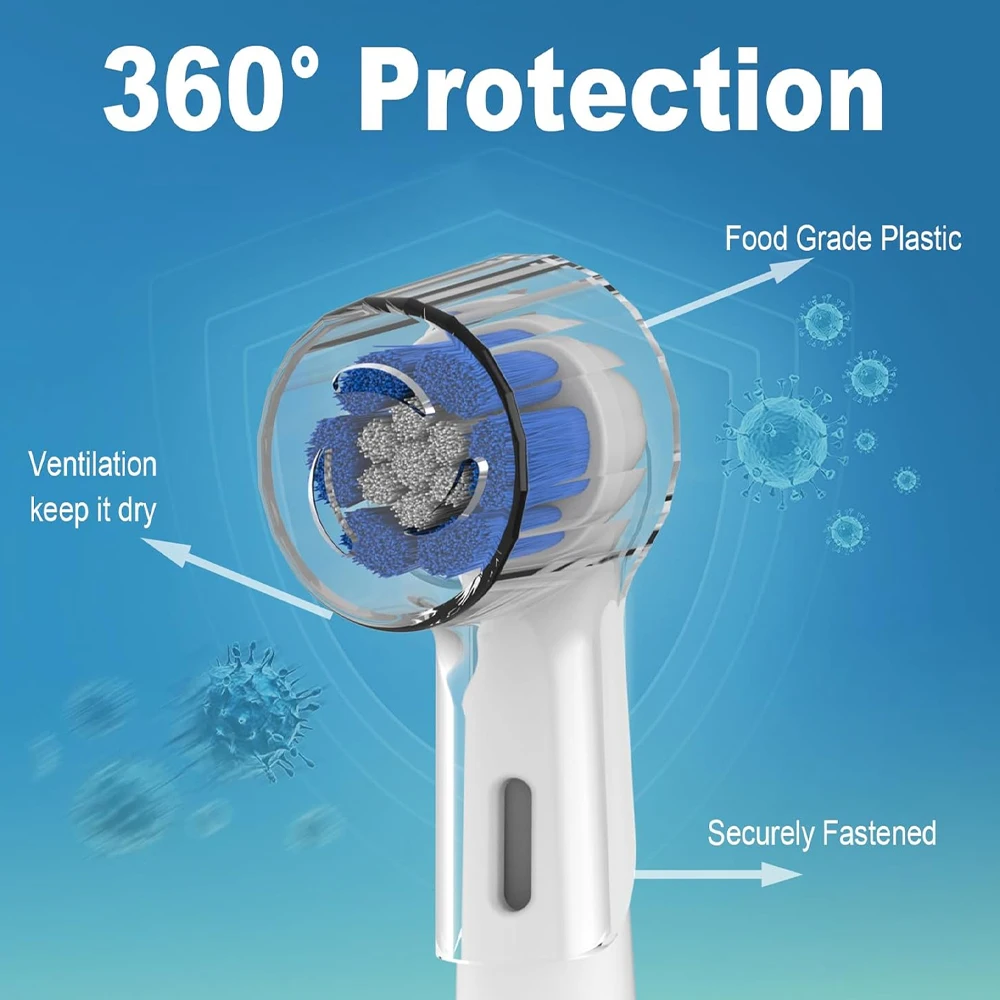 Toothbrush Holder Stand with 4 Pack Brush Head Dustproof Covers Set, Compatible with Oral B and iO Series Electric Toothbrushes