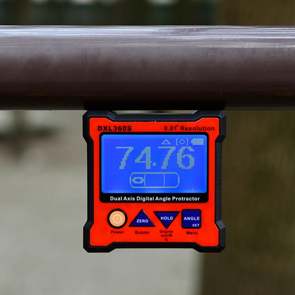 디지털 이중 축 각도기 경사계 해상도 0.01 레벨 측정 박스, 각도 눈금자 고도 계량기 + 5 면 마그네틱 베이스