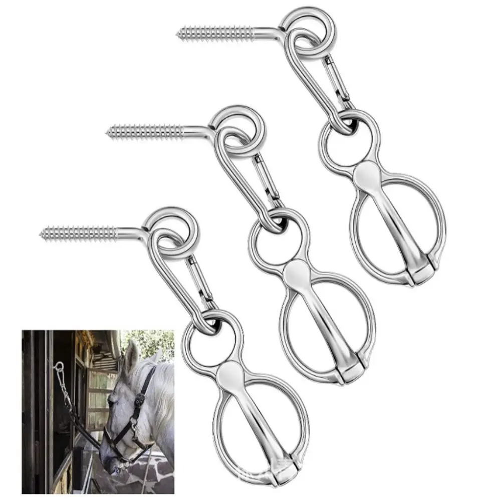 

Quick Snap Horse Tie Ring Durable Silver Tie Horse Buckle Stainless Steel Sturdy Horse Rigging Equipment