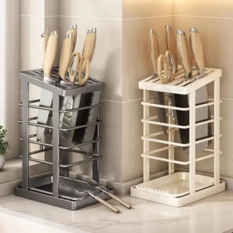Compagno da banco della cucina: portapiatti multifunzione, portacoltelli e portautensili con vassoio di scarico