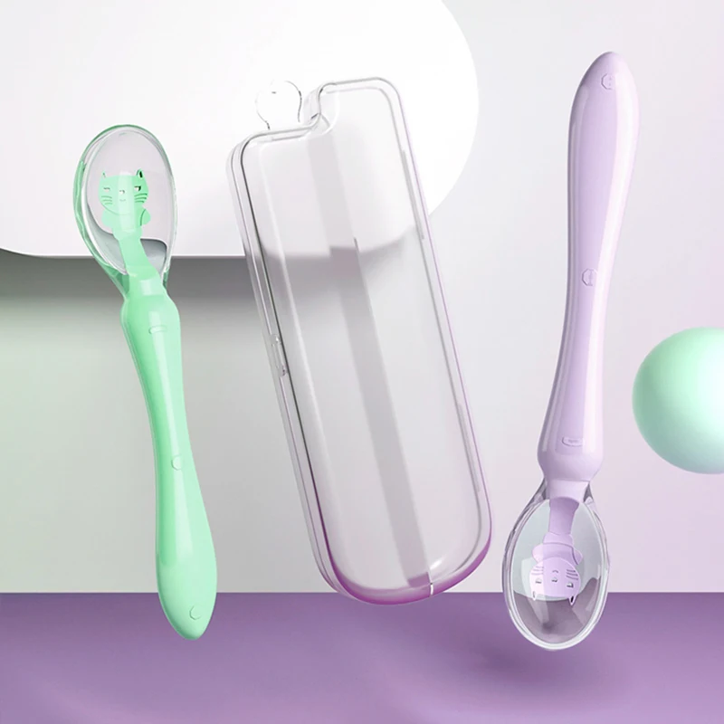 Soft Silicone Baby Feeding Spoon Candy Color Spoon Children Food Baby Spoons Feeding Dishes Feeder Flatware Silicone Feeding Spoon Silicone Cutlery Set Learning Spoons Baby Cutlery