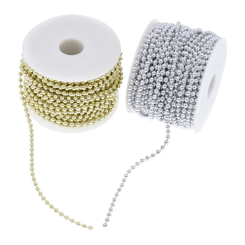 2mm 4mm 6mm 8mm Gold Round Mini Beads Chain Garland Flowers Plastic Beads Wedding Party Decoration DIY Jewelry Accessories