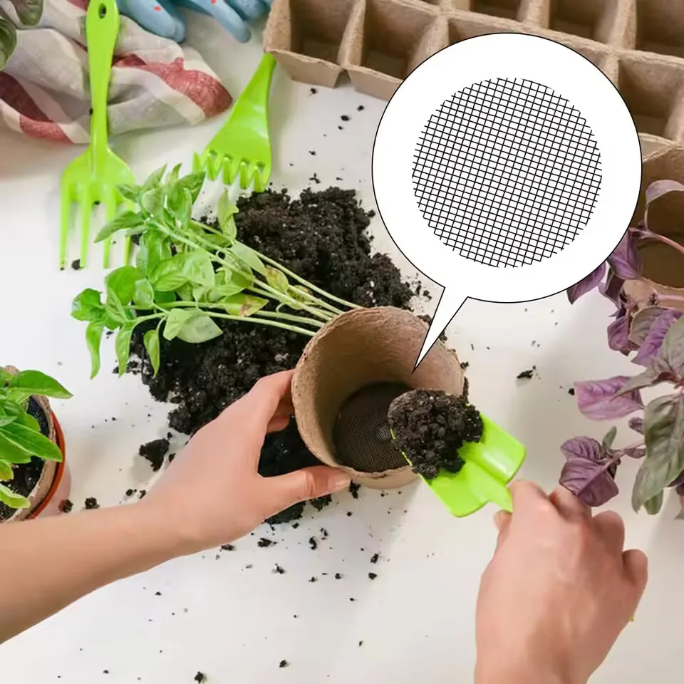 Flower Pot Hole Mesh Pad Round Drainage Holes Screens Mat 100/10Pcs Prevent Soil Loss for Garden Plant Bonsai Bottom Grid Gasket