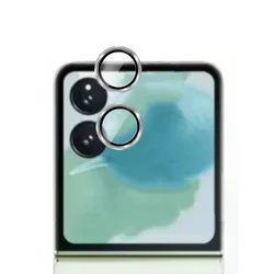 Enhanced Camera Protector Glass with Metal Ring Protective Cap Case - 1 Set (Silver)