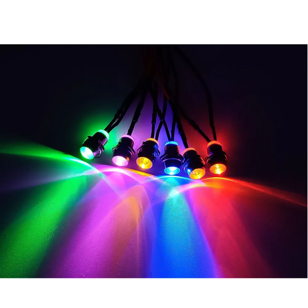 20pcs 12V LED 표시 등 경고등 흰색 따뜻한 흰색 빨간색 녹색 파란색 노란색 자동차 부품 LED 표시 등