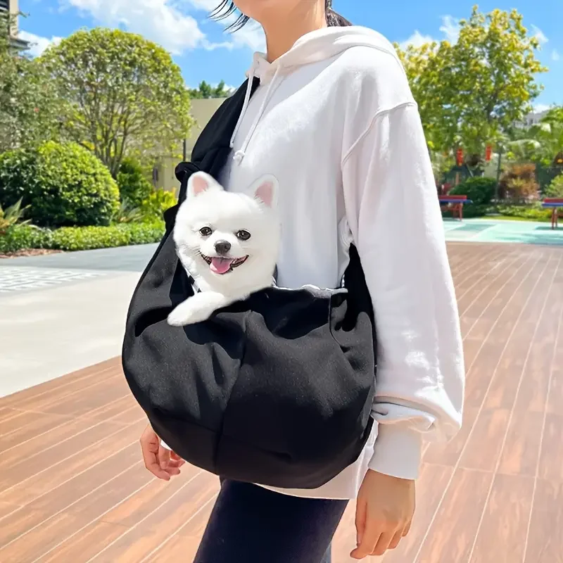 outdoor   bag adjustable crossbody shoulder strap snap closure front   face window lightweight breathable fabric for small pets   5kg 16 5lbs light blue black casual pet outing stylish pet bag comfortable pet transport dog carrier details 2