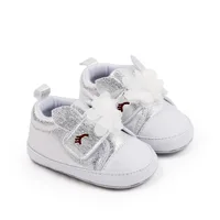 Baby Girl Shoes Cute Unicorn Flowers Shiny PU Leather Casual Soft Sole Princess Shoes Toddler Spring Autumn First Walkers 0-18M 5