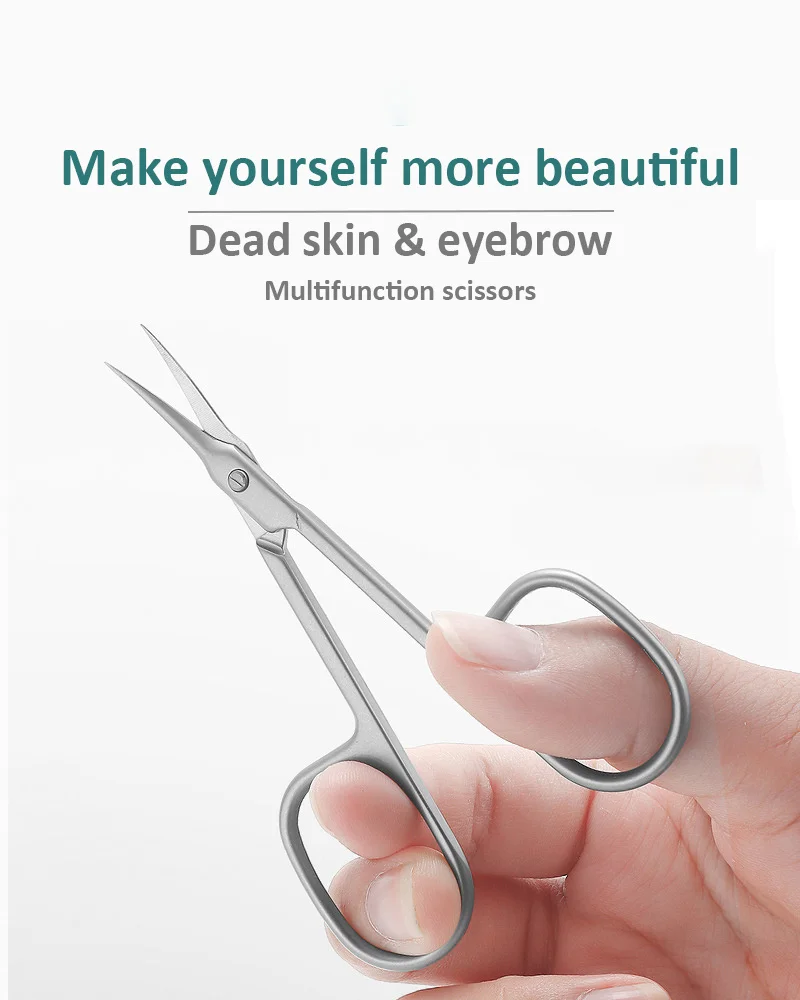 Description Picture 2 of itemCurved Tip Blade Cuticle Scissors Nail Clippers Trimmer Stainless Steel Eyebrow Tools Dead Skin Remover