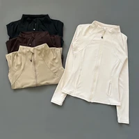 Quick Dry Stand Up Collar Fitness Jacket pour femmes Slim-Fit Zipper Yoga Wear manches longues respirantes Running Sports Cyclisme Top 1