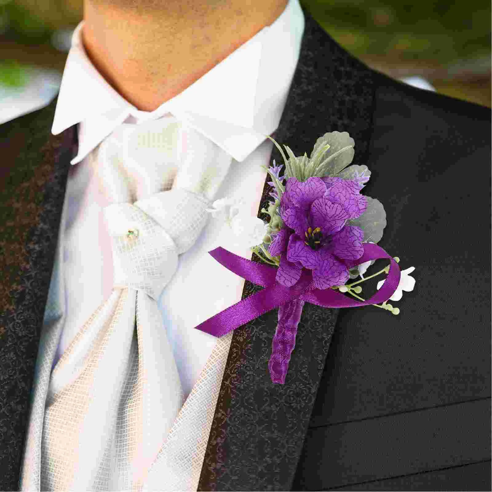 Men's Corsage Groom Boutonniere Pin The Flowers Lapel for Wedding Brooch Bridegroom qiongfu crystal dragonfly breastpin insect corsage ornament pin brooch women s brooch brooch gifts for women