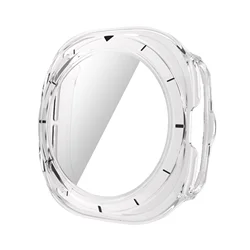 Premium Hard Case with Tempered Glass Screen Protector - Durable Bumper Cover for Watch 7 Ultra 47mm (Clear Black)