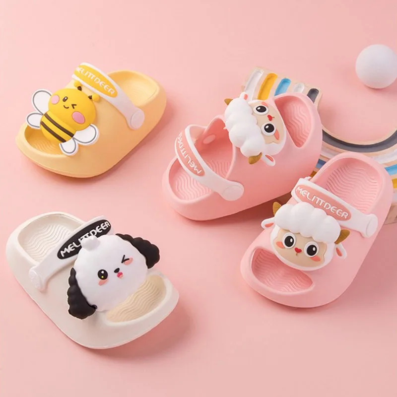 Summer Children toddler Slippers Cartoon Alpaca Frog Dog Baby Boy