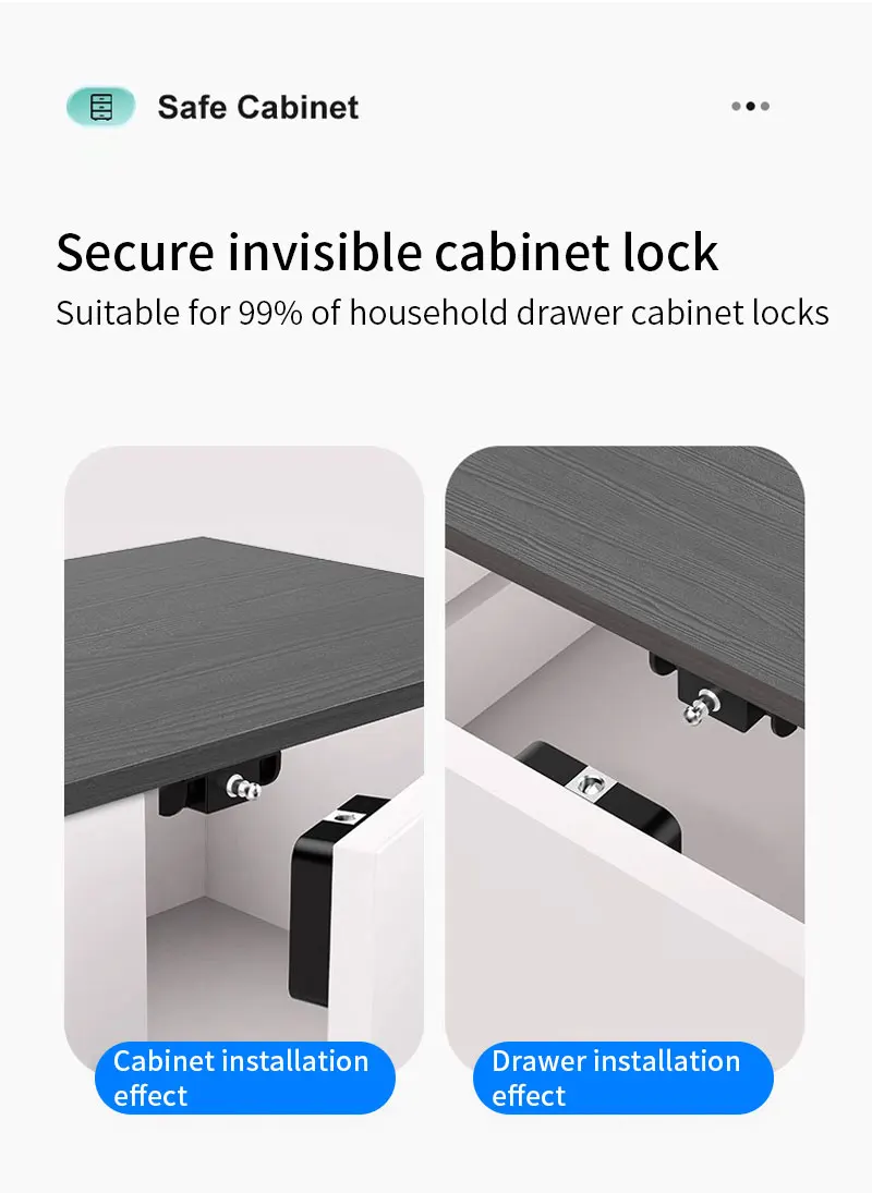 Smart Drawer Lock Invisible Electronic RFID 13.56MHz IC Cabinet Lock Unlock Inte