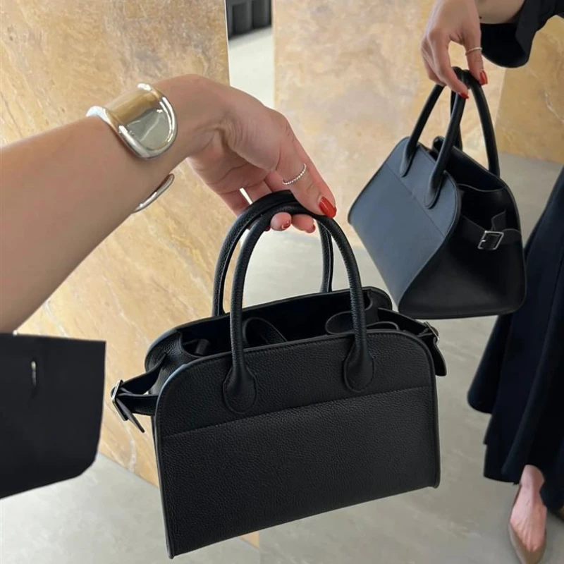 

Genuine Leather Handbag Ladies Simple Design Tote Large Capacity Genuine Cowhide Laptop Bag Ladies Wallet