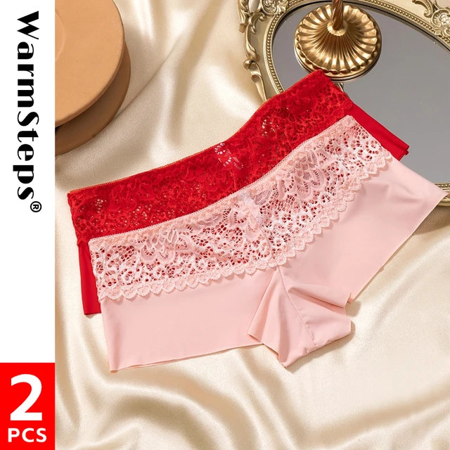 WarmSteps 2Pcs/Set Lace Women Boyshorts Panties Boxers Women's