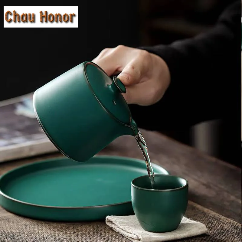 200ml Japanese Style Turquoise Coarse Ceramic Household Side Handle Pot Single Pot Creative Kungfu Tea Set Filter Pot Drinkware