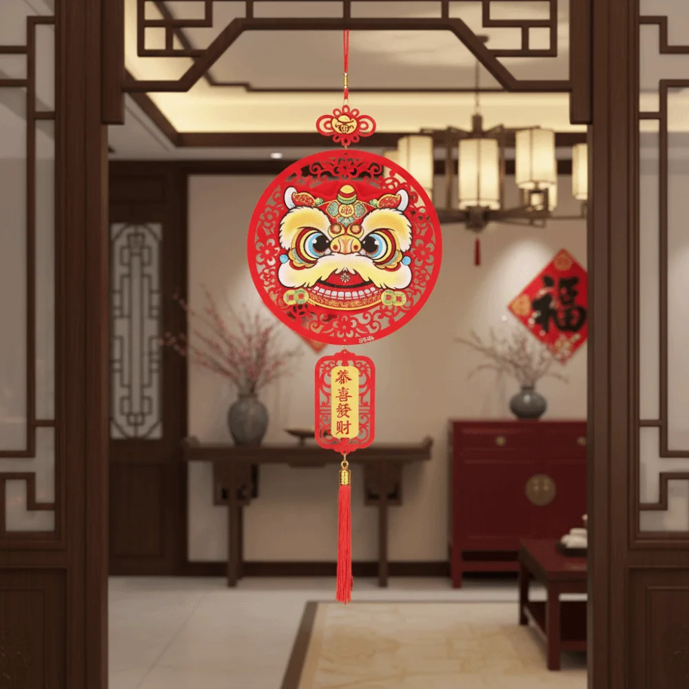 Traditional Chinese New Year Decoration Exquisite Flannel New Year Pendant Blessing Words Door Sign Festival Celebration